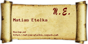 Matias Etelka névjegykártya